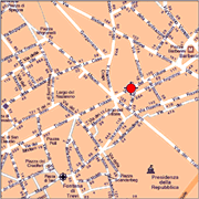 Roma Alloggio: Il punto rosso indica l'esatta ubicazione dell'Appartamento Tritone Tipo D a Roma