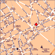 Rome Accommodation: The red spot indicates the exact location of Tritone Type B Accommodation in Rome
