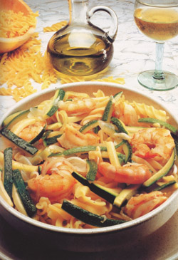 FUSILLI WITH SCAMPI AND ZUCCHINI - Pasta - Speciality from Naples